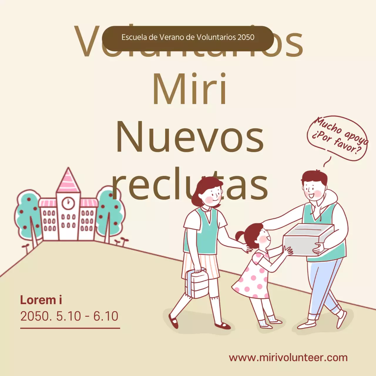 Anuncios de voluntariado de verano sobre fondo beige