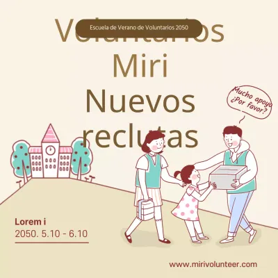 Anuncios de voluntariado de verano sobre fondo beige