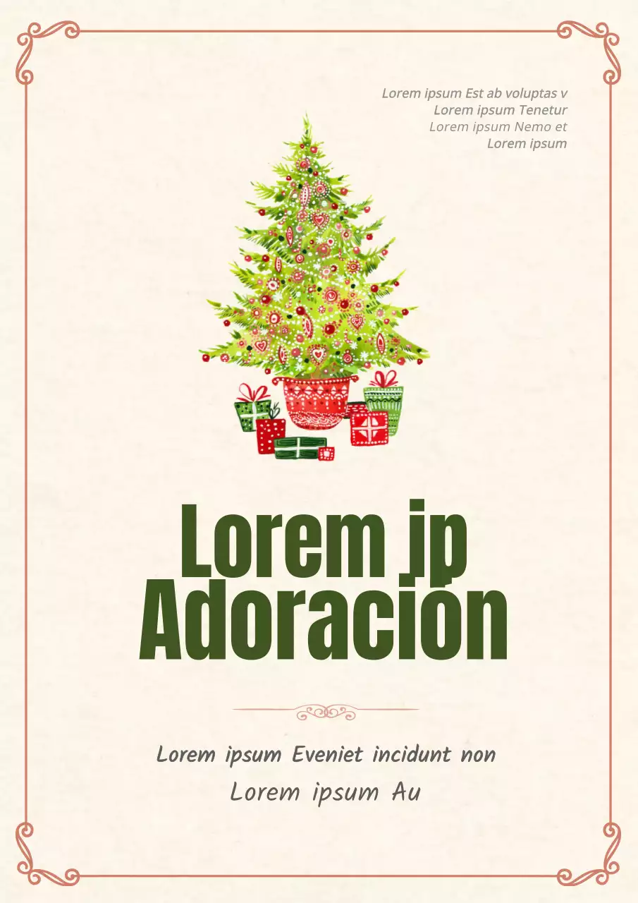 Cartel del servicio de Navidad en tonos amarillos y cálidos