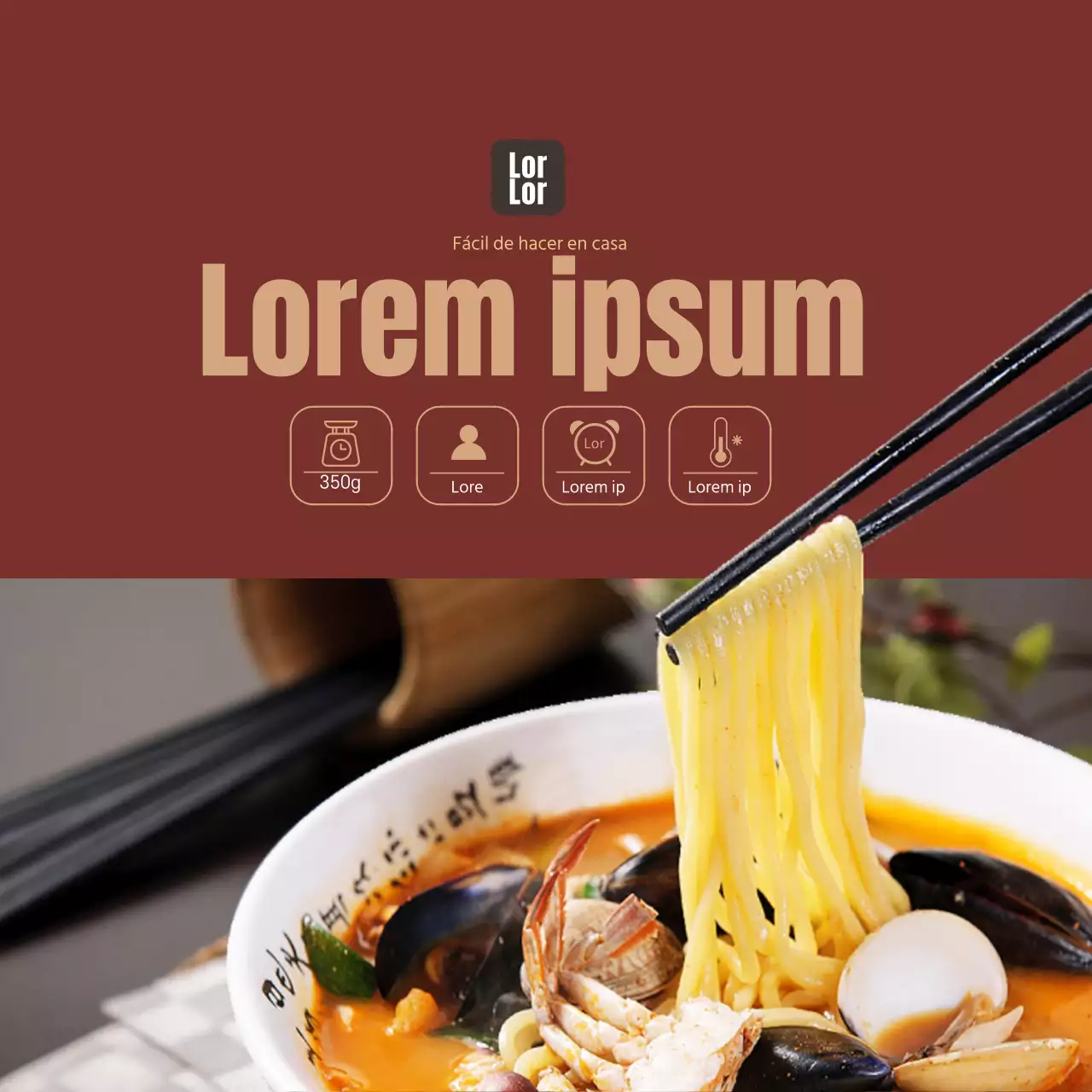 Pegatina roja Udon Meal Kit