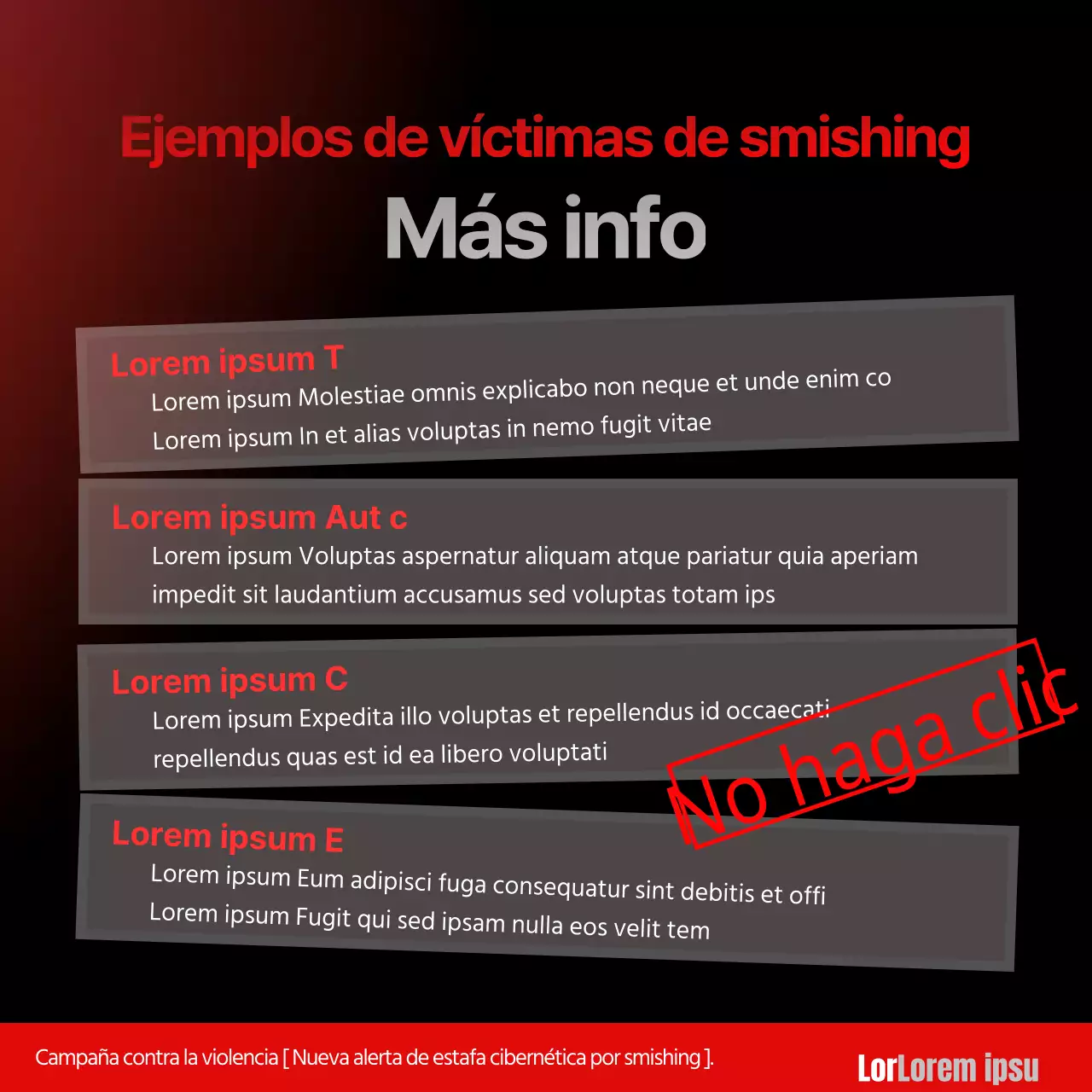 Alertas de smishing rojas y negras