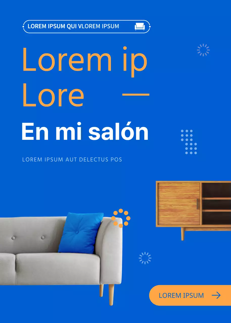 Evento pop-up de interiorismo de sala de exposición de muebles en tonos azules