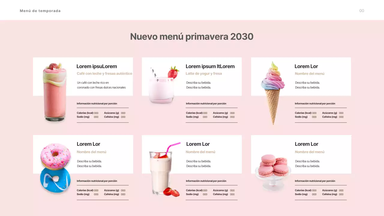 Presentación del merchandising de primavera de la cafetería en tonos pastel rosados