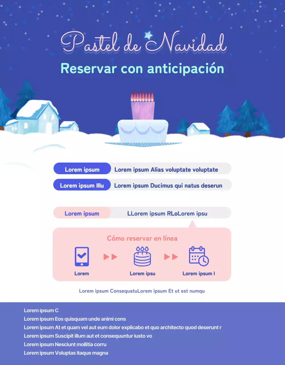 Regalo de prepedido de pastel con un bonito diseño de tarjeta en azul ultramarino brillante