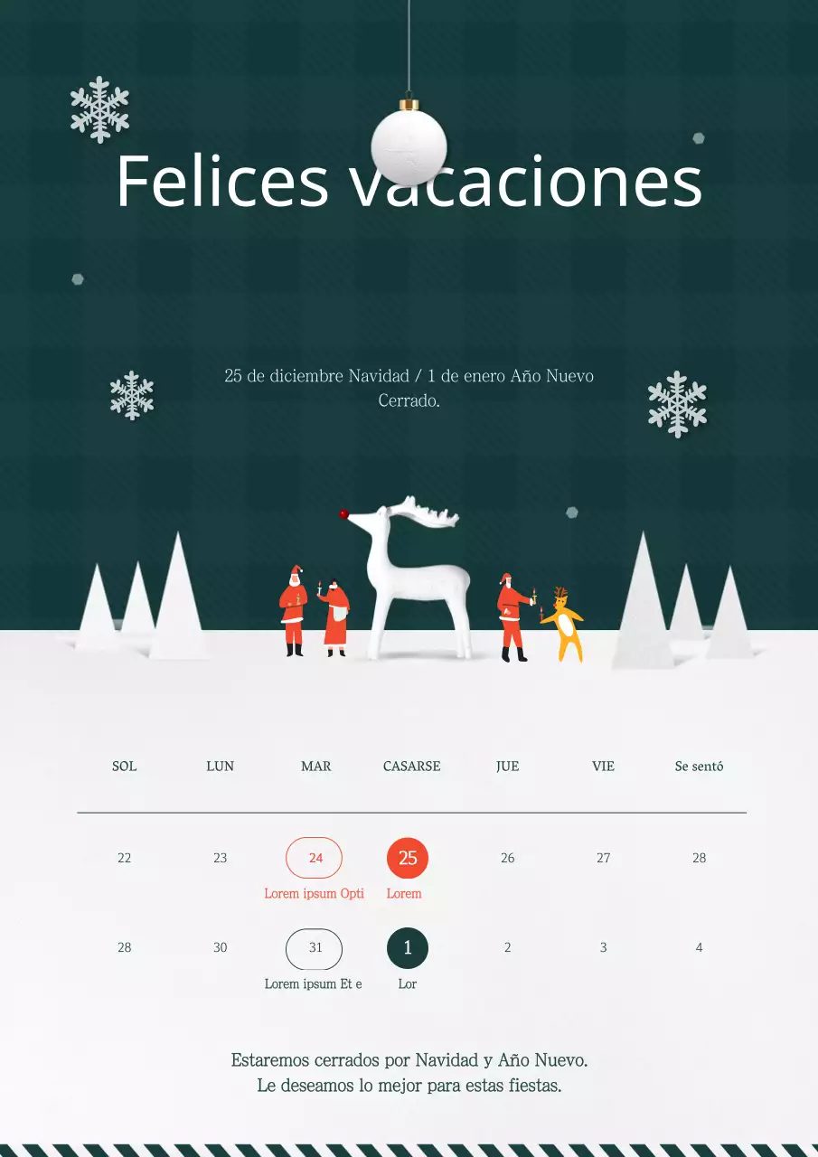 Feliz calendario de vacaciones