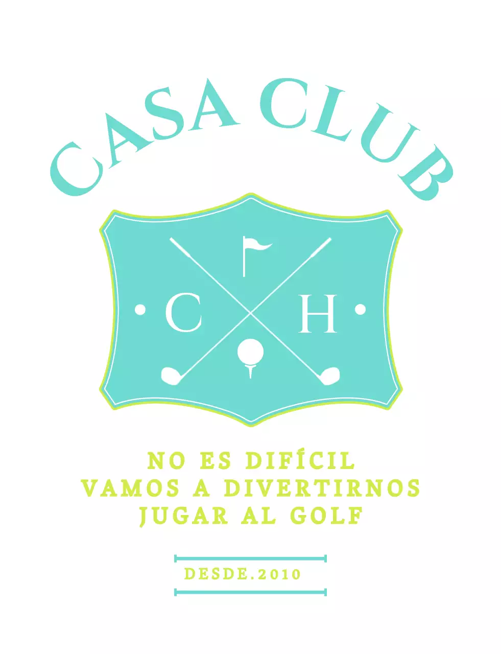 Un diseño sencillo y elegante para los socios de un club de golf en colores menta y chartreuse.