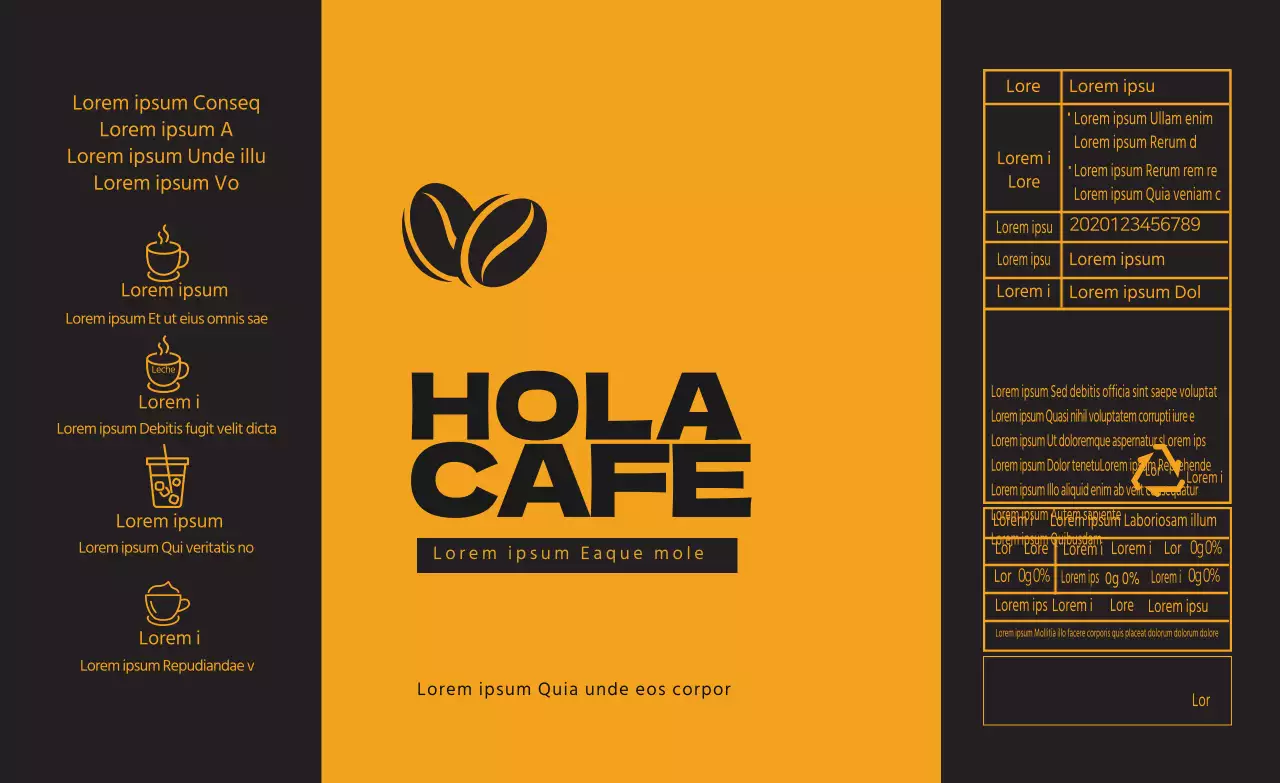 Logotipo negro y amarillo Etiqueta de envase de café holandés