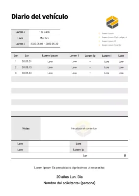 Plantilla negra de libro de registro de vehículos de empresa
