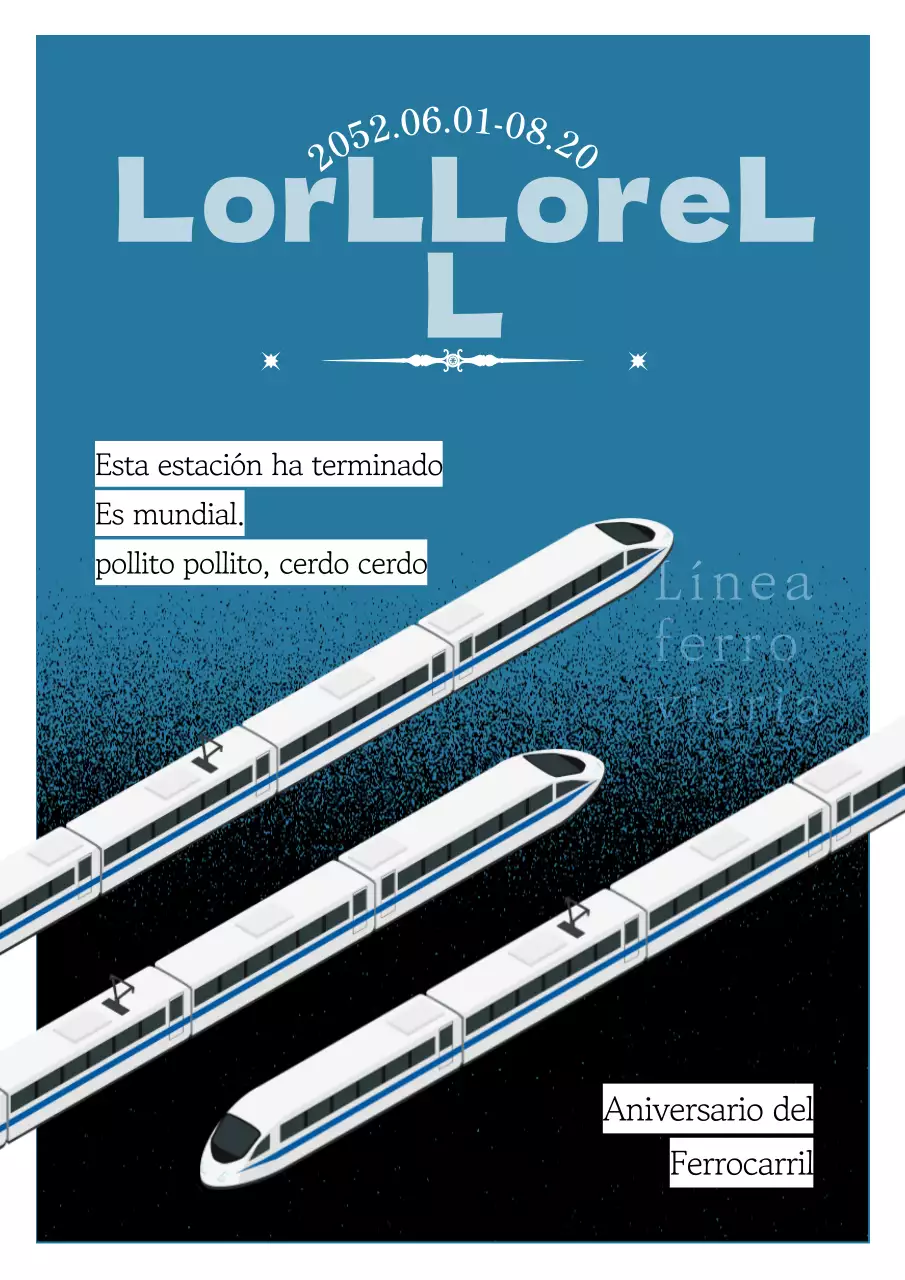 Día Mundial del Ferrocarril con efecto de grano negro oscuro sobre fondo azul