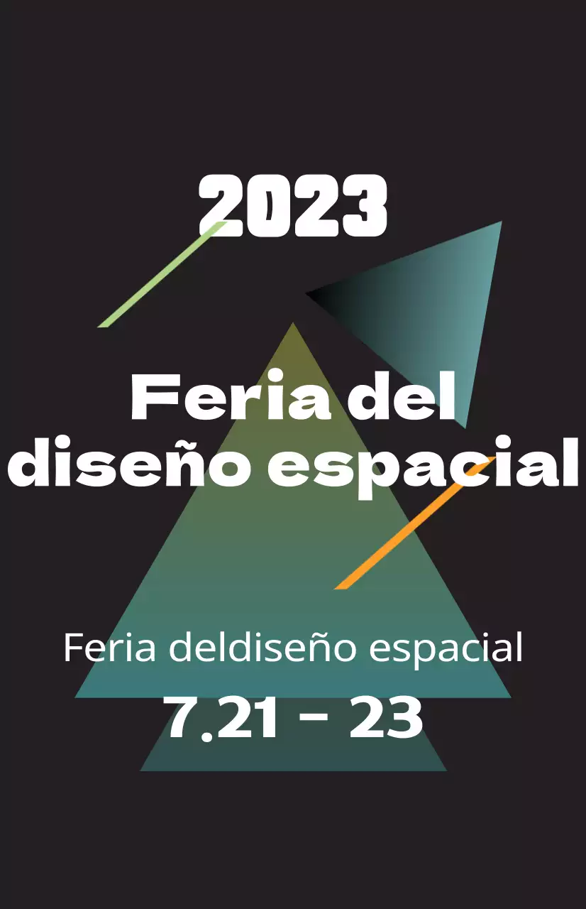 Promueva una feria de diseño espacial con coloridas ilustraciones de formas y texto.