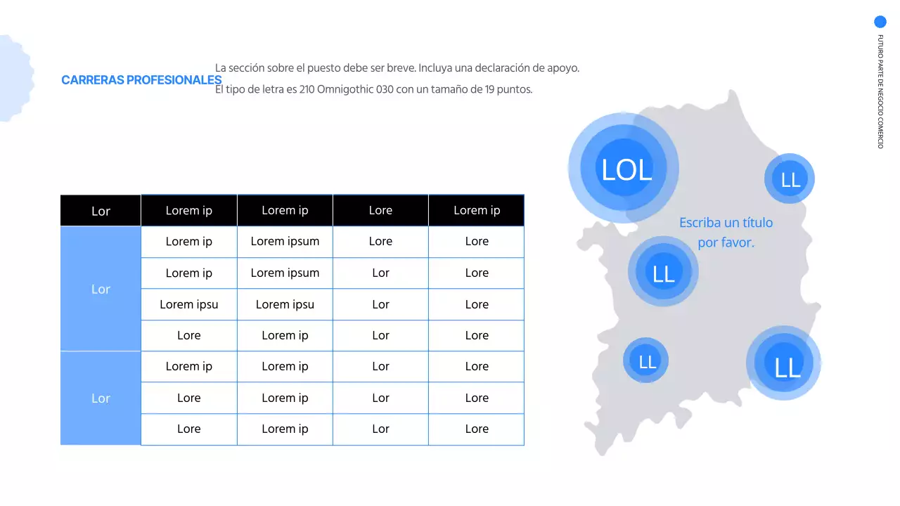 Presentación sencilla de una feria de empleo en línea en azul y blanco
