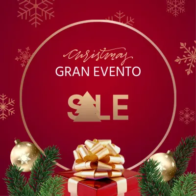 Rebajas de Navidad con un ambiente festivo de lujo en rojo y dorado