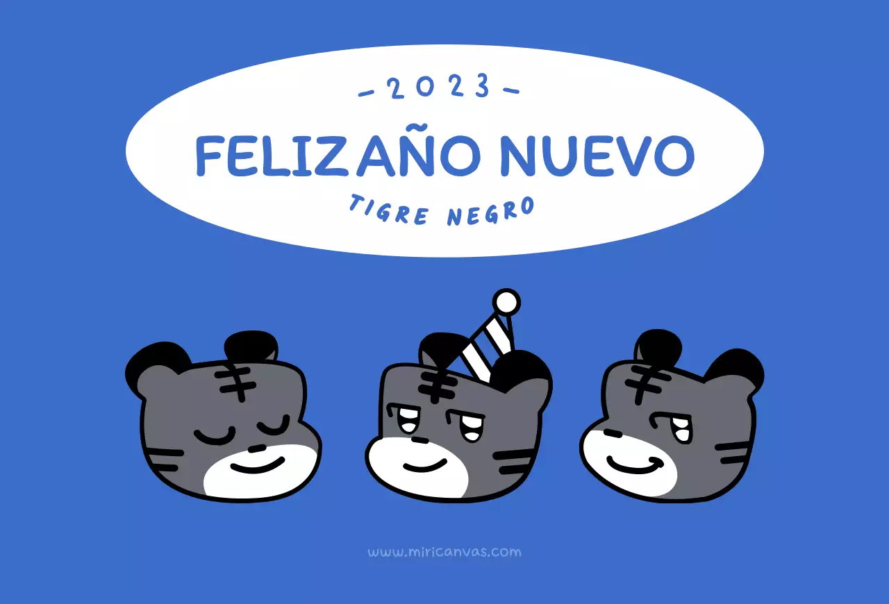 Azul y blanco redondo lindo tigre ilustración concepto año nuevo