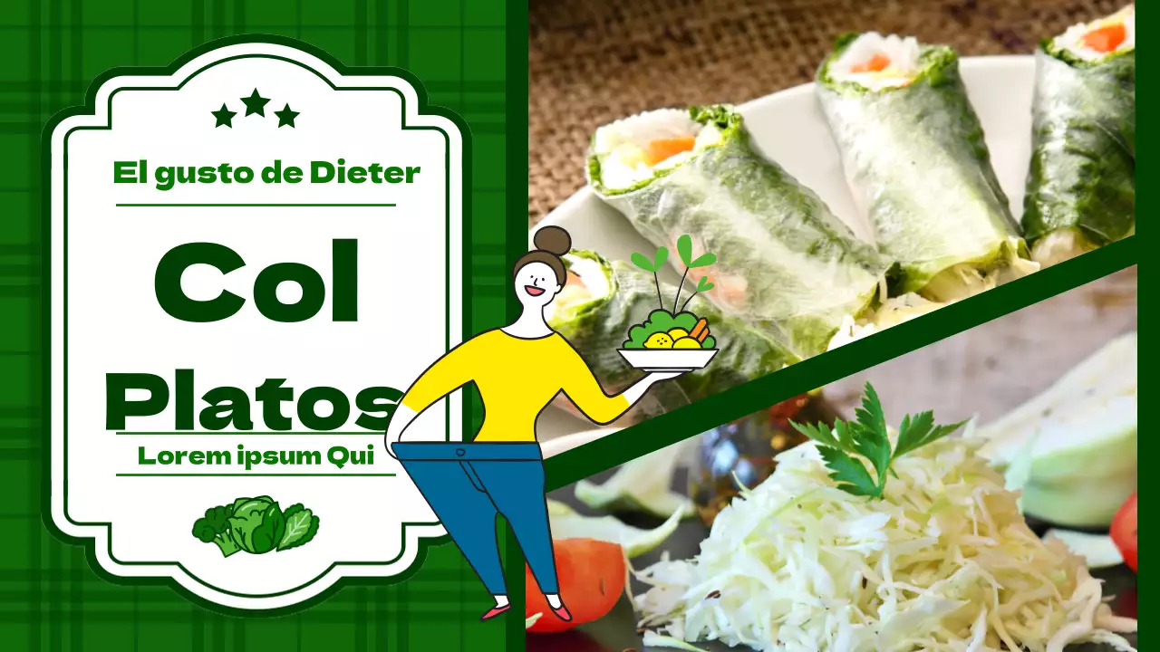 Una colección de platos dietéticos de col con énfasis en el color verde y la imagen fotográfica