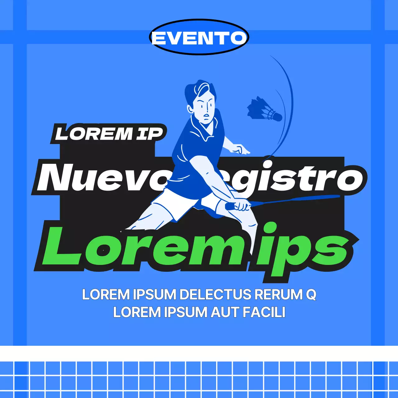 Captación de socios para un club deportivo con un concepto de pista de bádminton azul