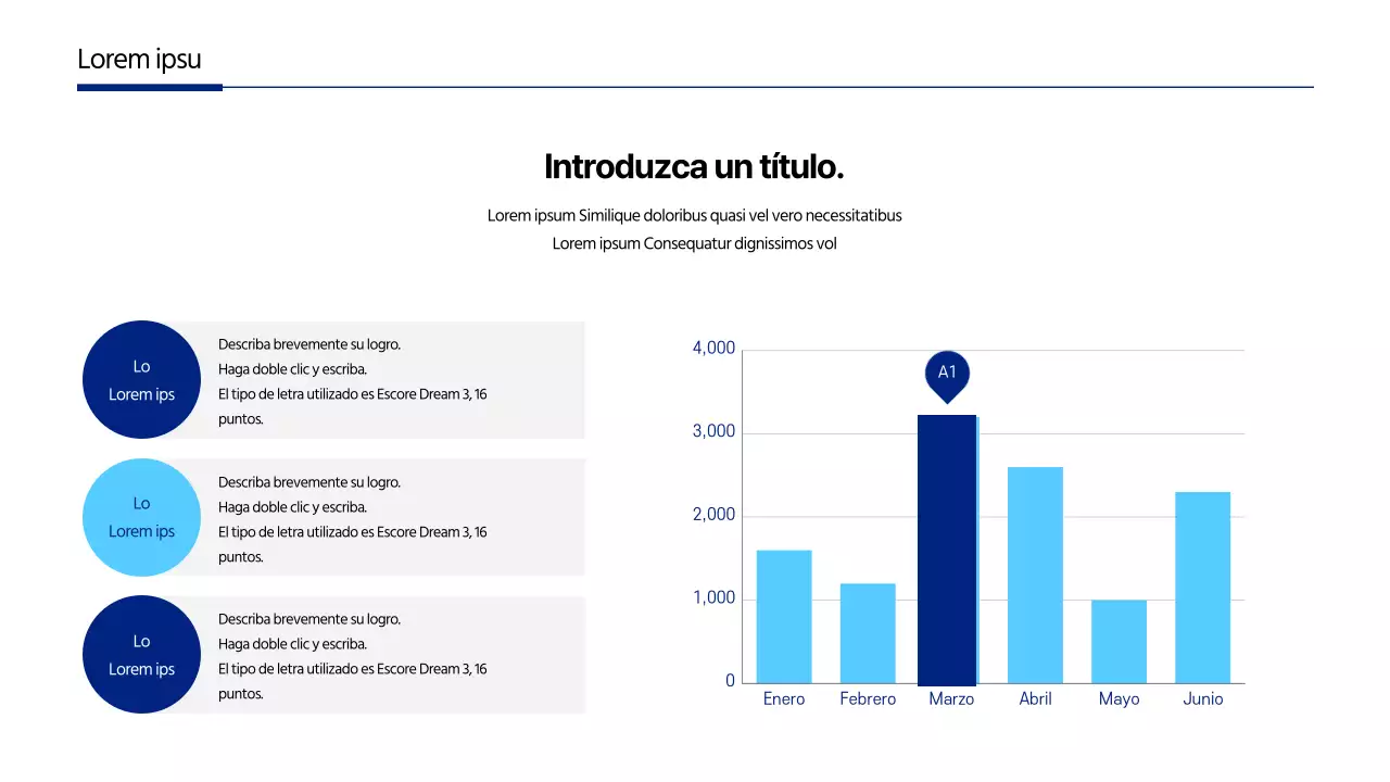 Gráfico de barras del concepto de empresa en azul y azul claro