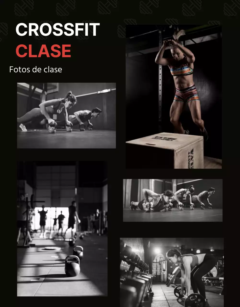 Promociona un evento de crossfit en el gimnasio de moda en naranja y negro