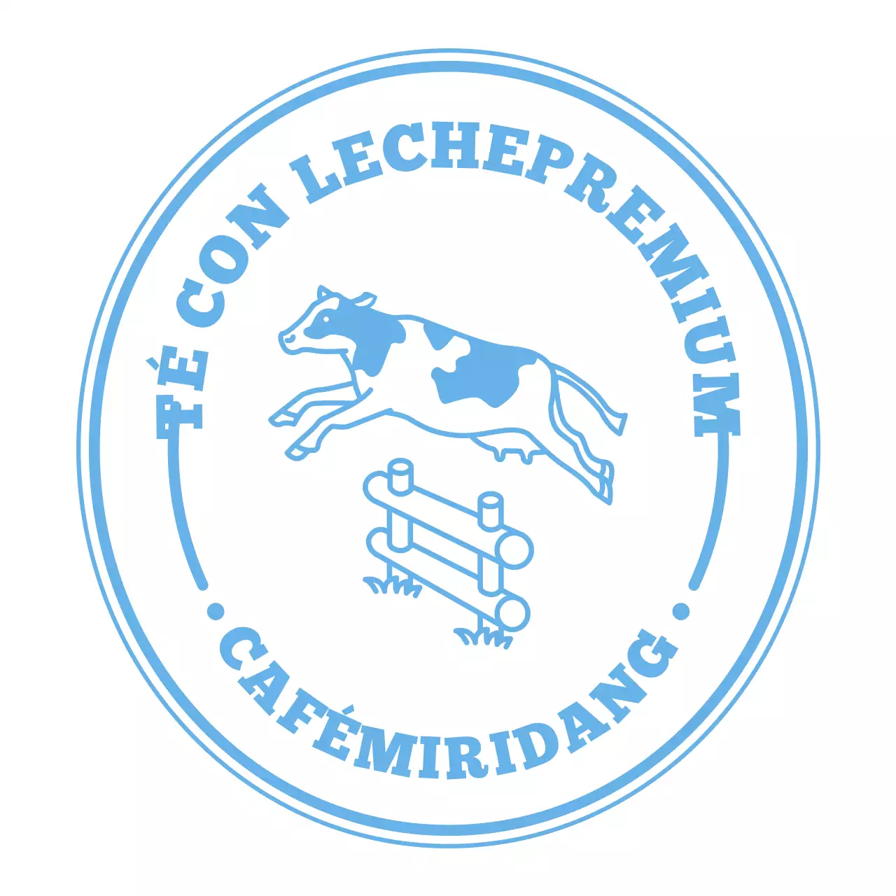 Logotipo de rancho lechero de estilo vintage en azul claro