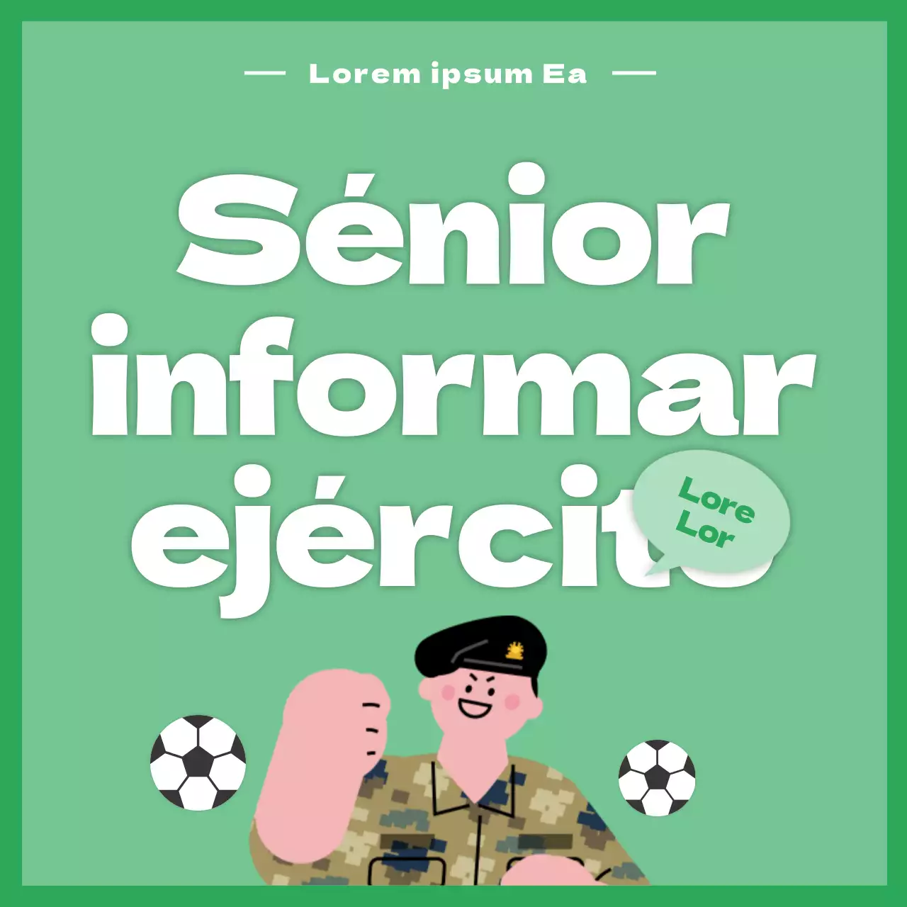  verde lindo soldado ilustración club universitario promocional soldado cardnews