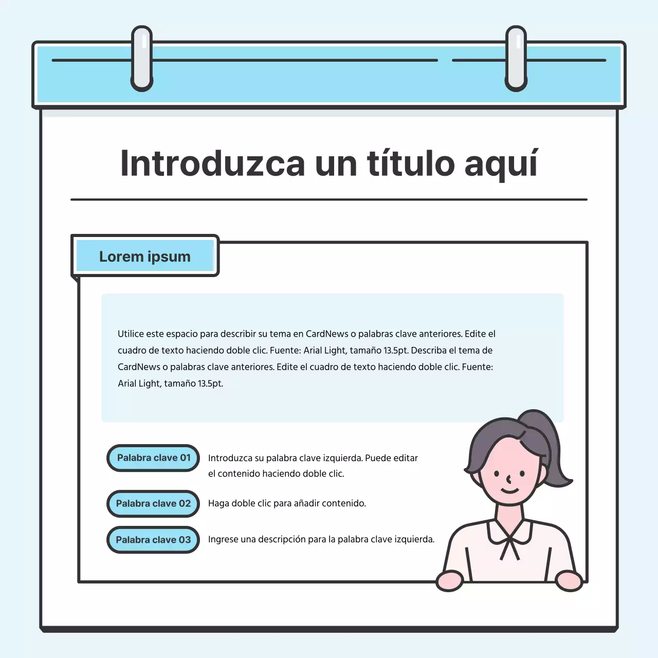 Light Blue Note Concept Tarjeta con bonitas ilustracionesNoticias