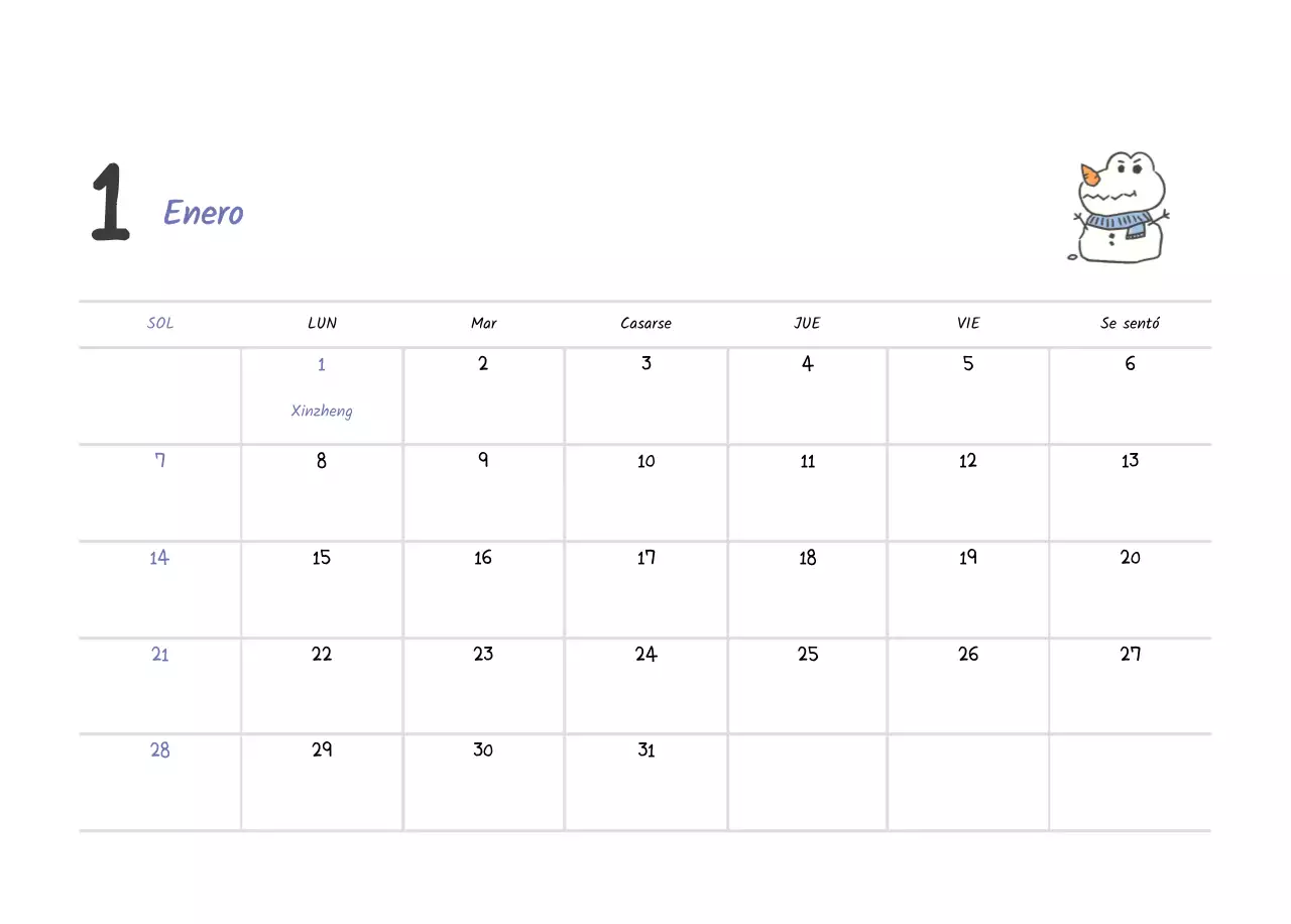 Un calendario con un bonito concepto de ilustración de Argo