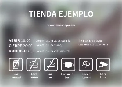 Cartel transparente para tienda de señalización azul claro