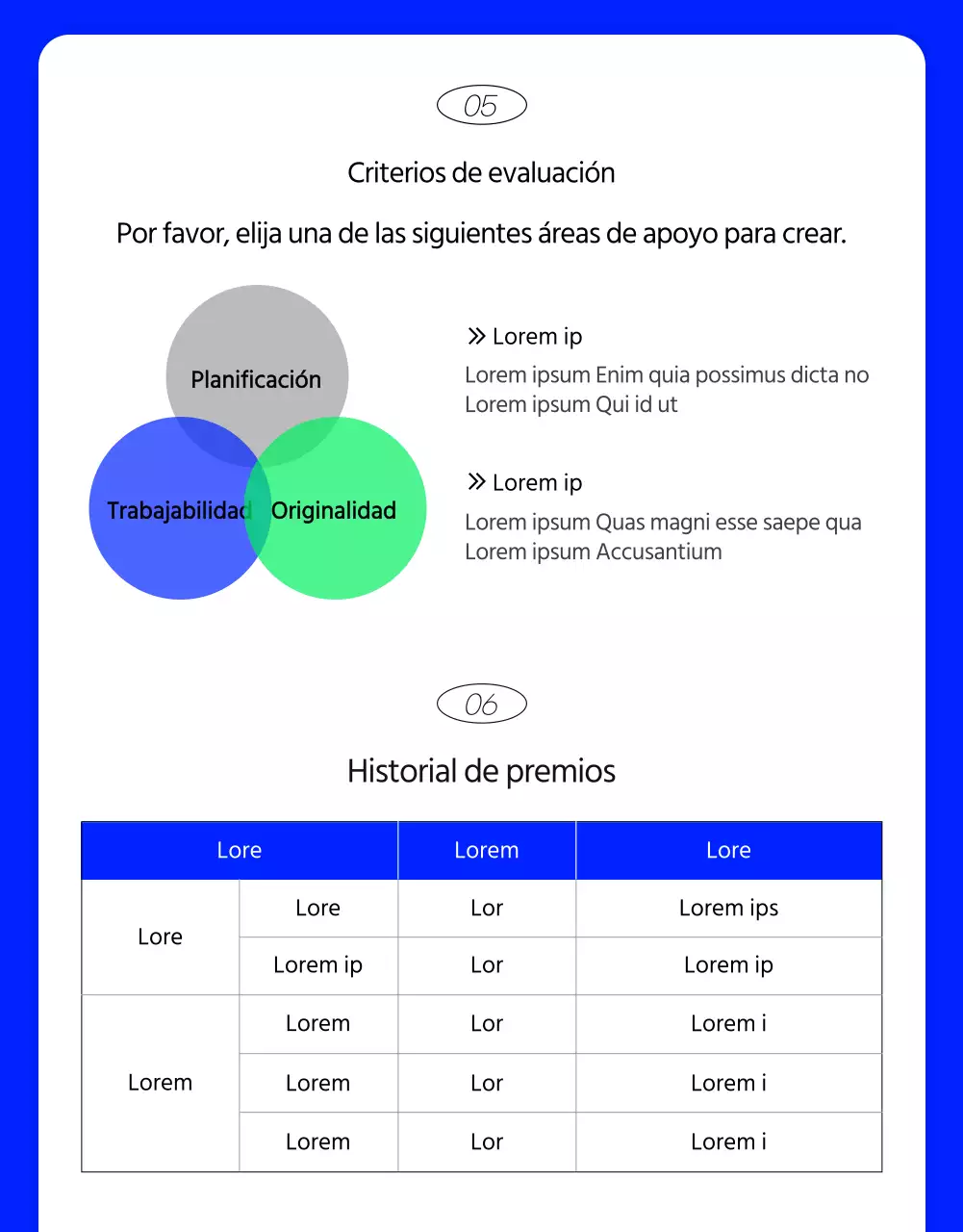 Kitschy breve formulario de solicitud de concurso con fondo azul