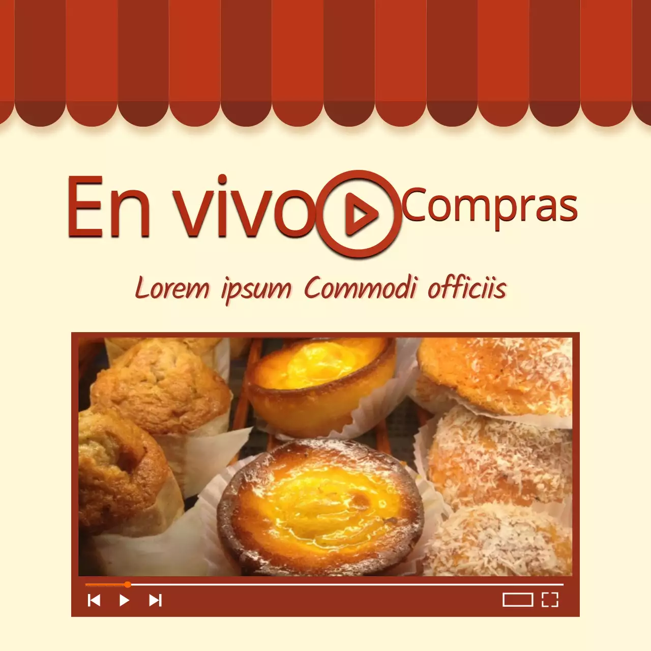 Promover una retransmisión en directo de una tienda roja y naranja