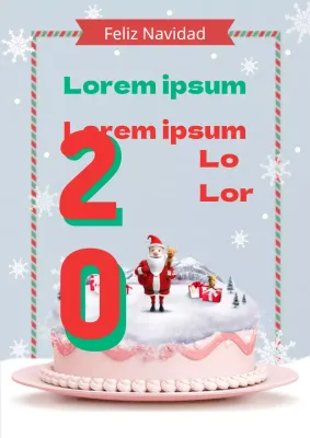 Folleto promocionando un evento de venta de un colorido pastel navideño en rojo y azul claro.