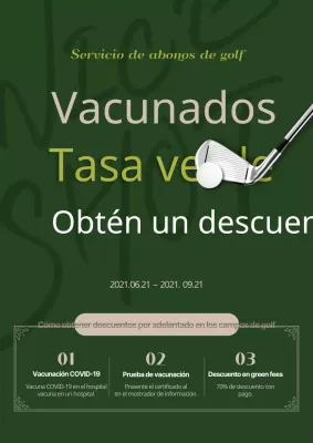 Folleto verde y elegante para eventos de socios en campos de golf