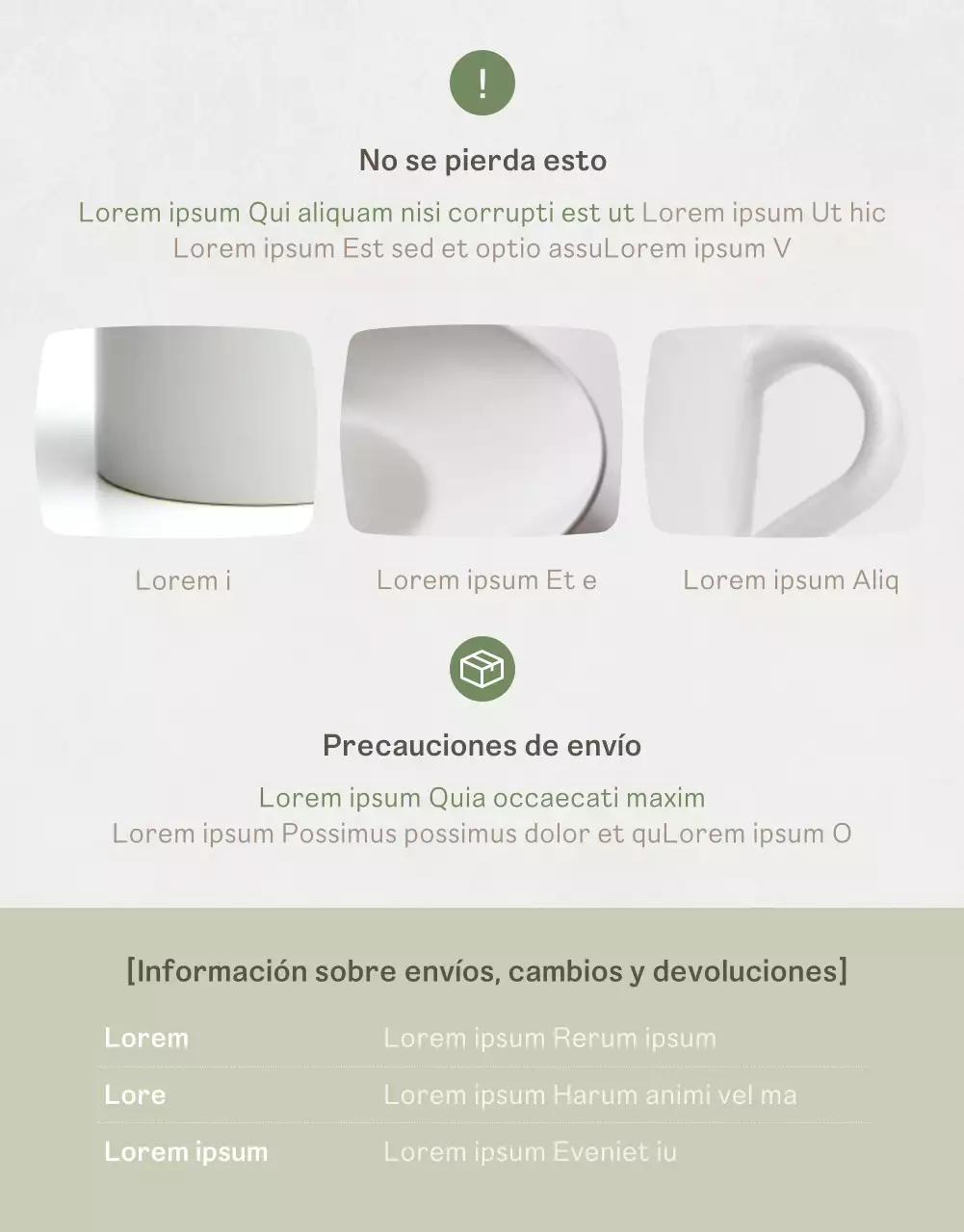 Presentamos un sencillo juego de porcelana en beige y verde