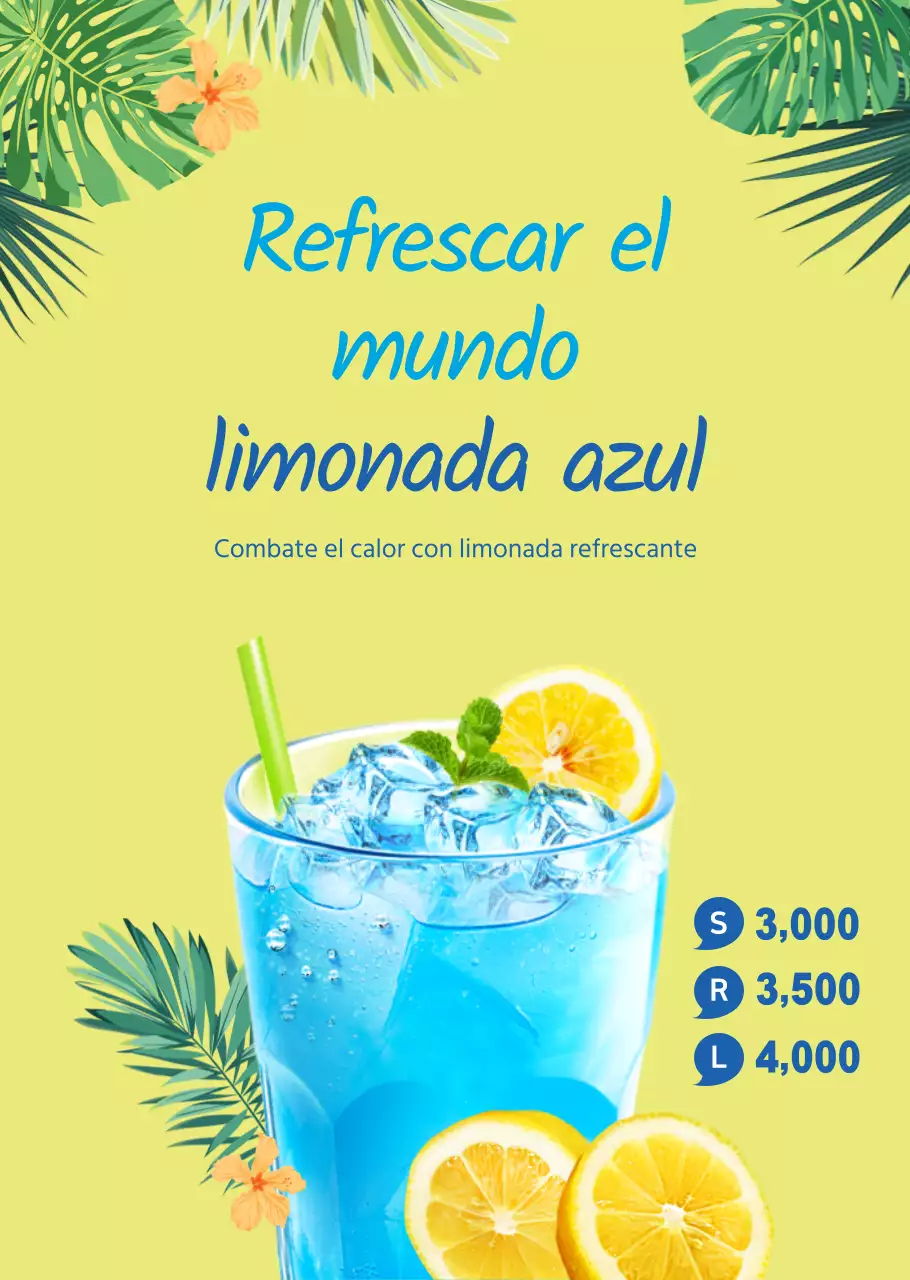Cartel transparente para una bebida refrescante de verano limonada café