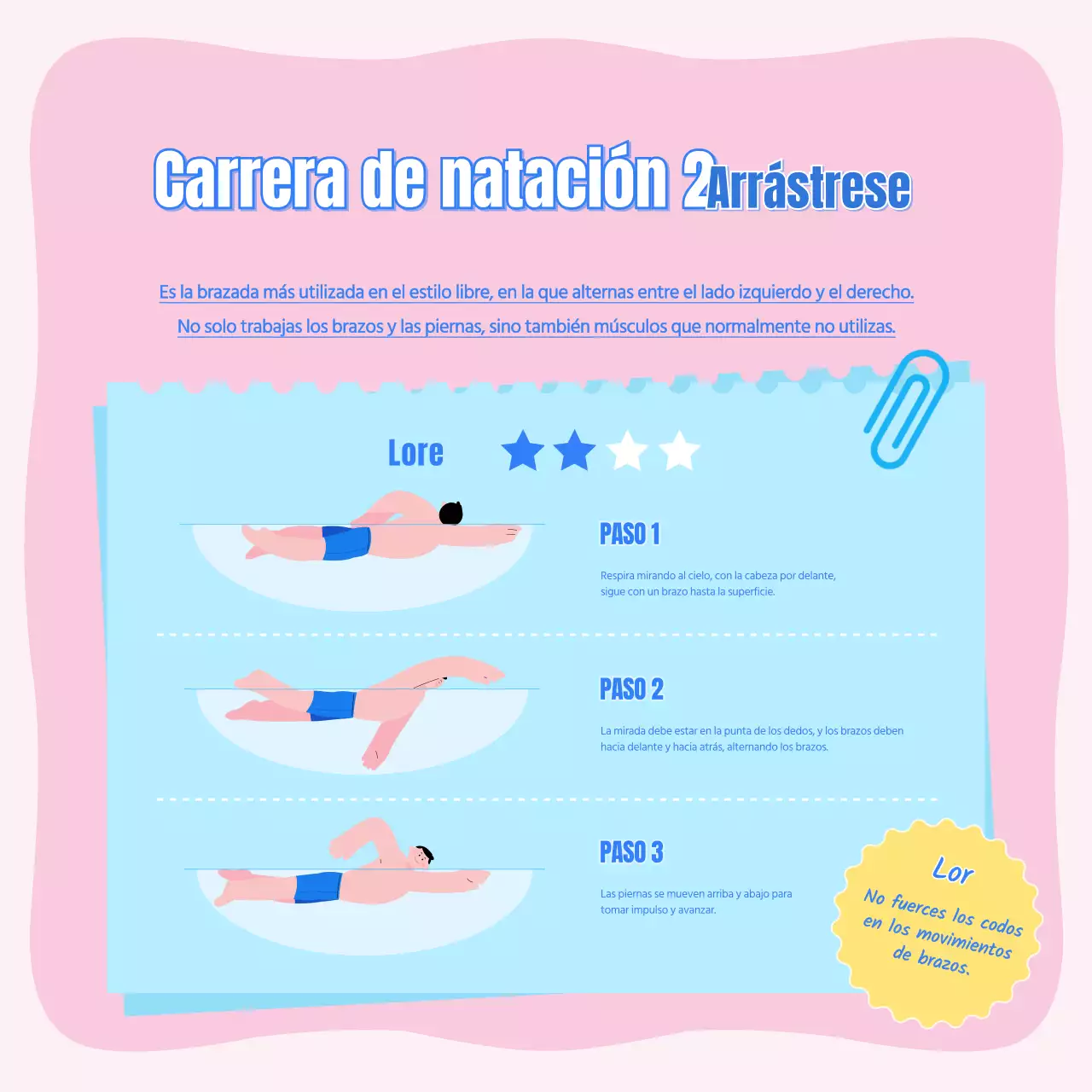 Natación infantil en rosa y azul claro CardNews