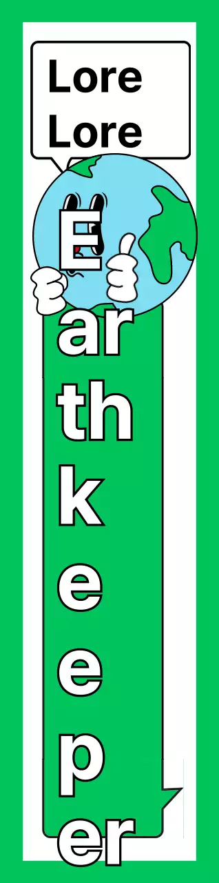 Promociona una campaña medioambiental con una simpática ilustración de la Tierra en blanco y verde.