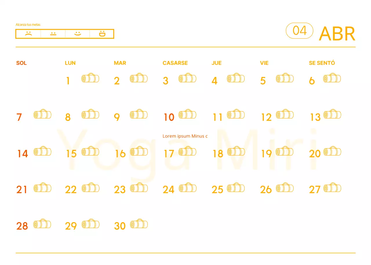 Calendarios naranjas para regalar cuando promocione su estudio de yoga