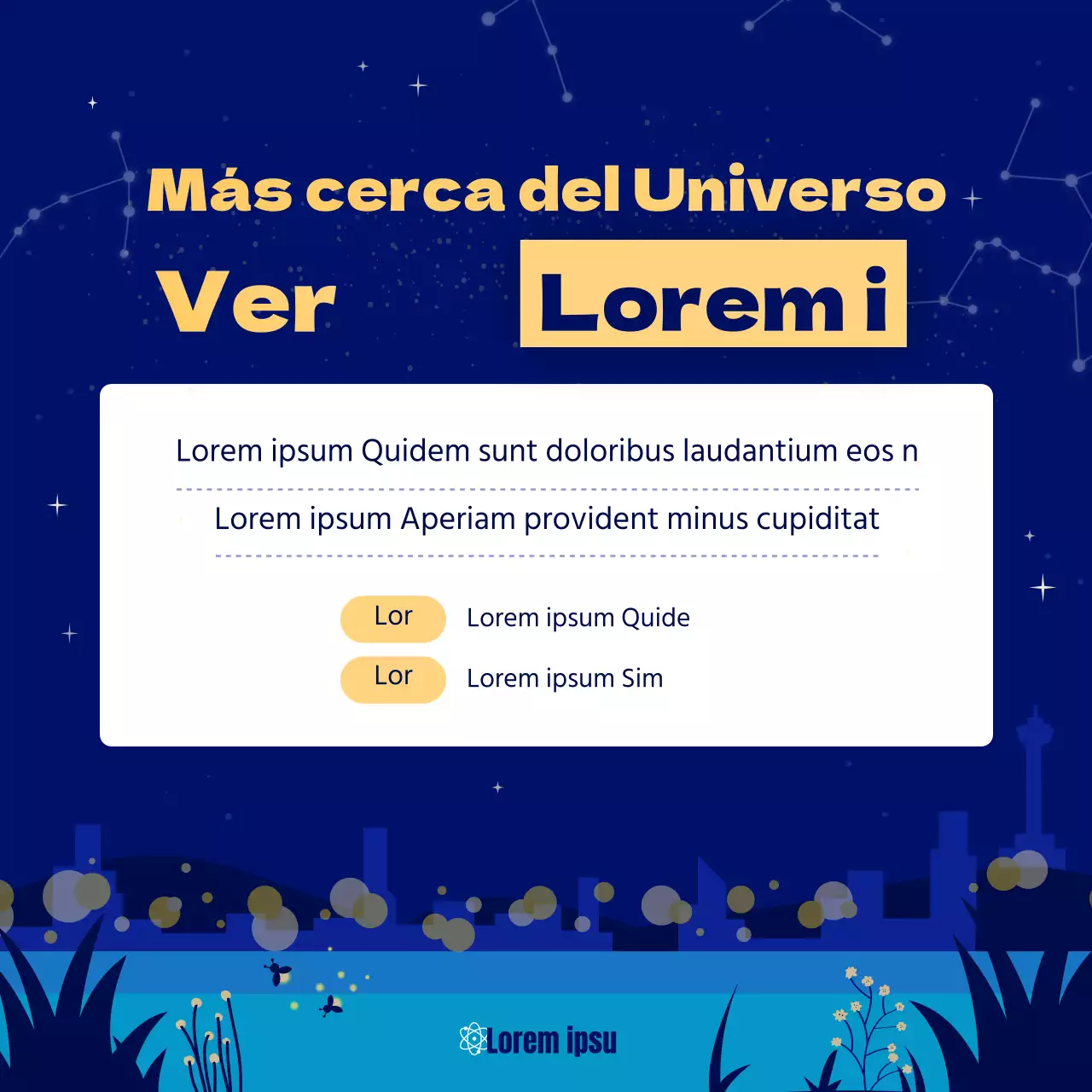 Horóscopo de verano ilustrado en azul y amarillo CardNews