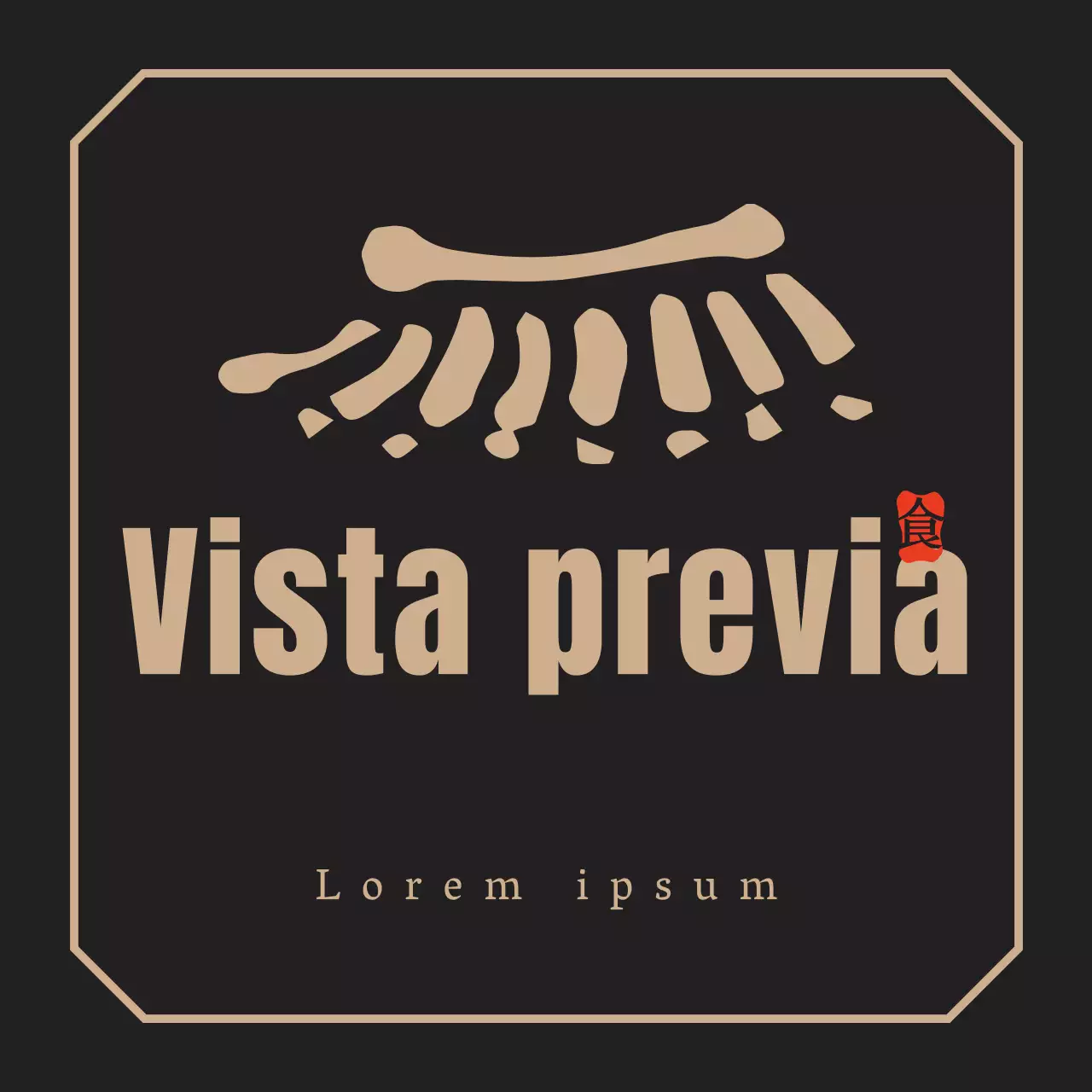 Logotipo de restaurante coreano de concepto limpio en marrón oscuro y amarillo para promocionar el restaurante.