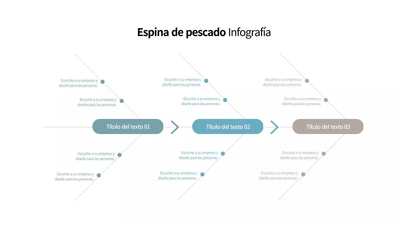 Sencilla infografía corporativa en espina de pescado en azul claro y marrón