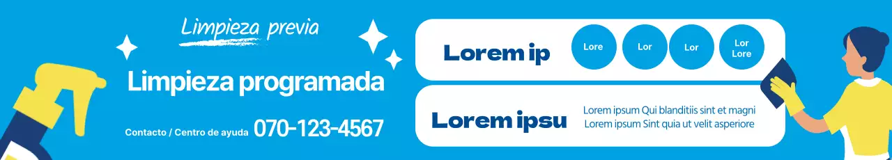 Ilustración azul para promocionar un servicio de limpieza
