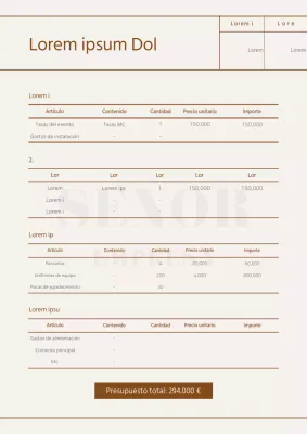 Plan de presupuesto para un taller de empresa en un estilo beige y limpio