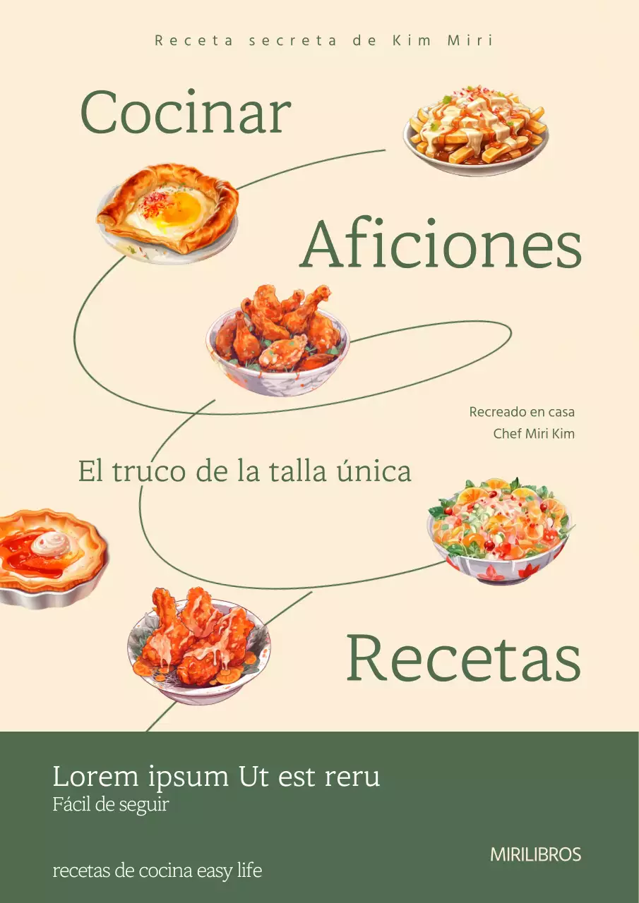 Recetario con ilustraciones beige y sentimentales