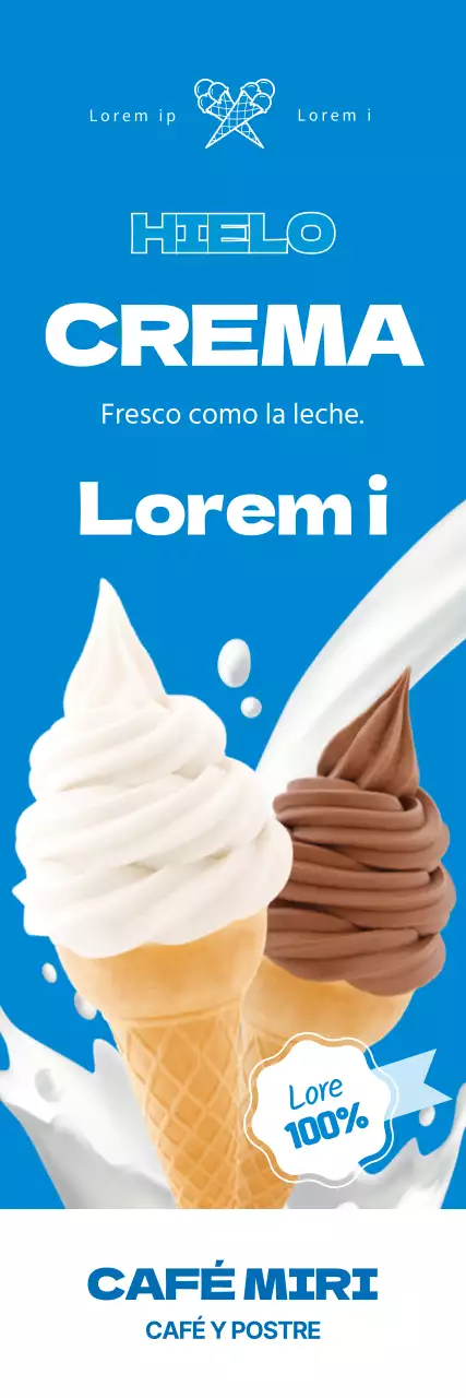 Resaltar la foto azul para promocionar el helado limpio