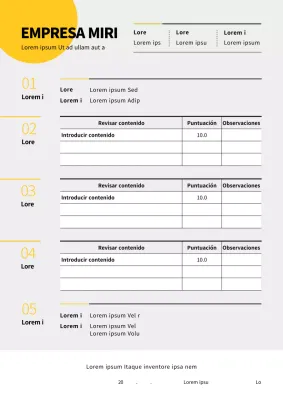 Informe sencillo de viabilidad de un nuevo proyecto en amarillo y gris
