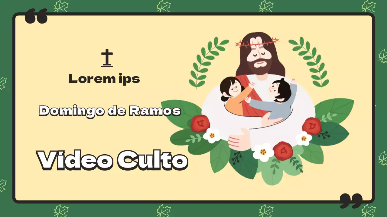 Servicio en línea del Domingo de Ramos para niños en verde y bonito