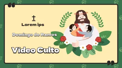 Servicio en línea del Domingo de Ramos para niños en verde y bonito