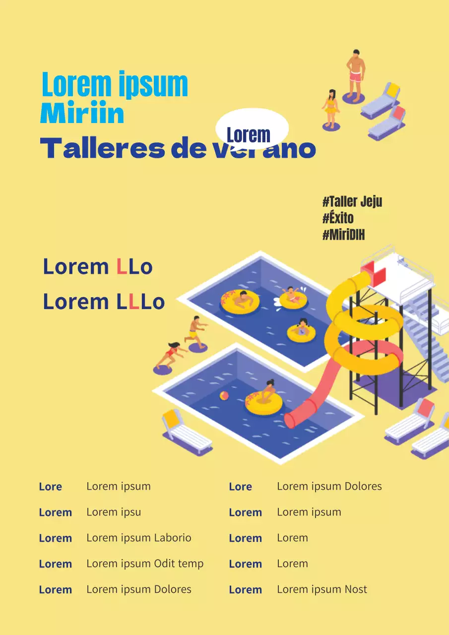 Cartel amarillo anunciando el viaje de empresa de verano