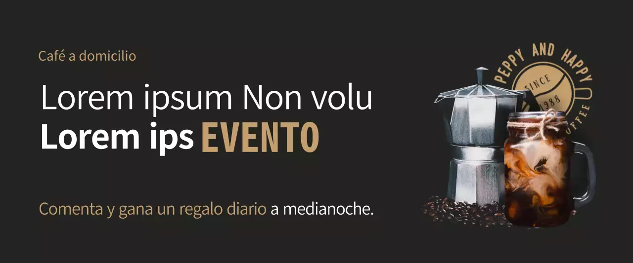 Pancarta de un evento relacionado con el café negro y marrón