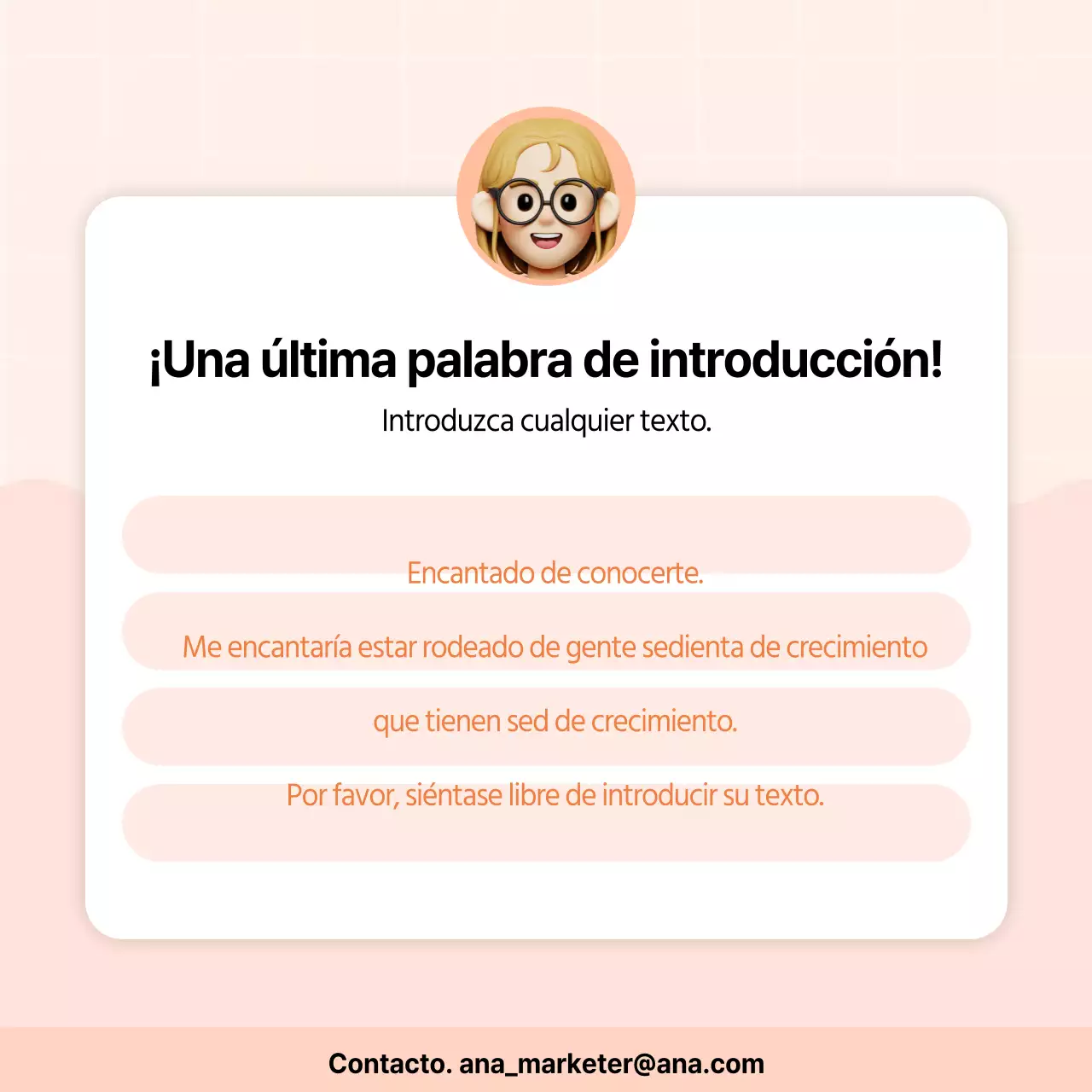 Biografía de perfil en redes sociales de estilo kitsch en naranja y rosa