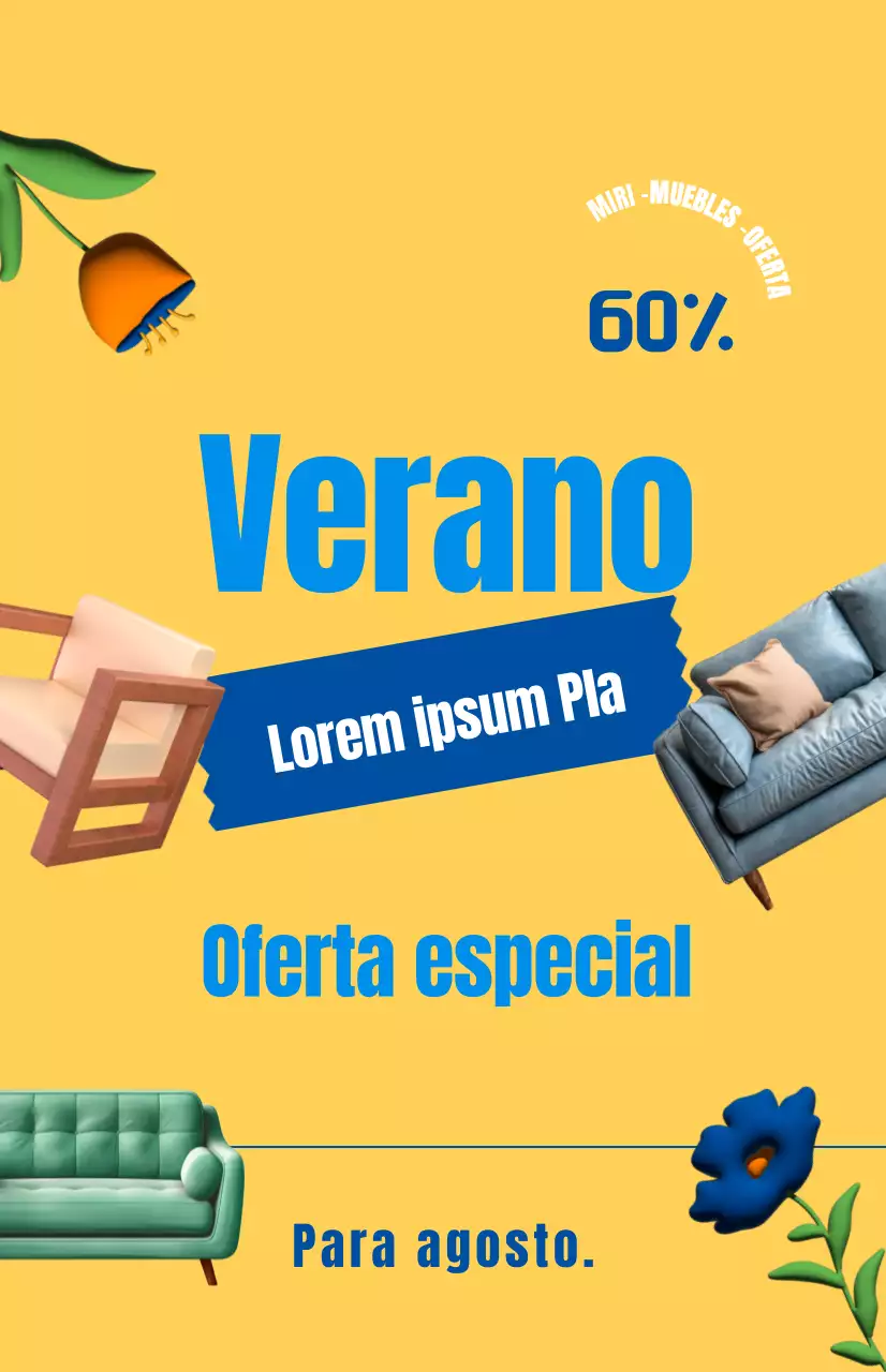Promocione una venta de muebles con un fondo amarillo