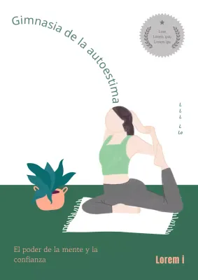 Portada minimalista de libro de gimnasia de autoestima en verde y blanco